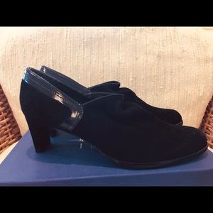 Stuart Weizman booties.  Black suede with detail
